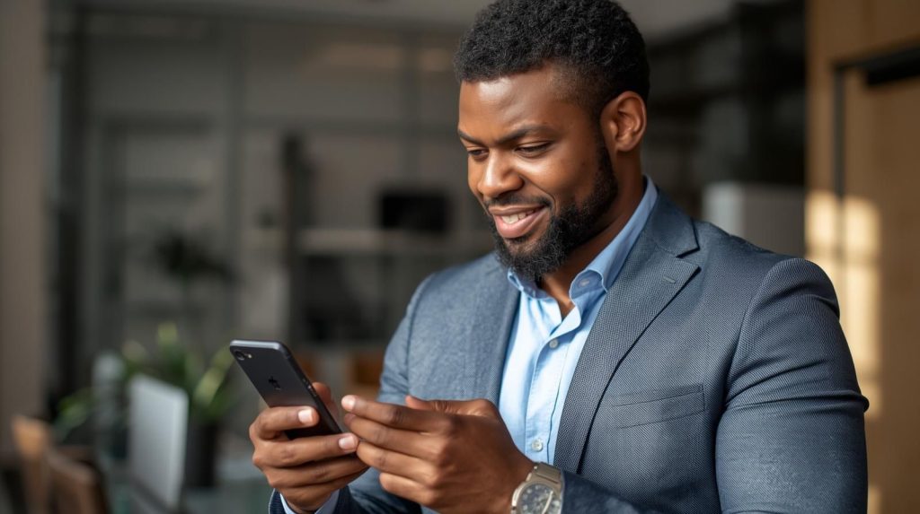 Local business owner sending WhatsApp messages to clients