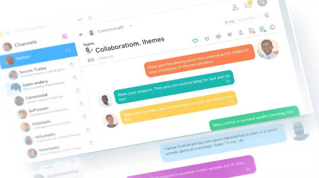  Slack chat interface to visually reinforce the collaboration theme.